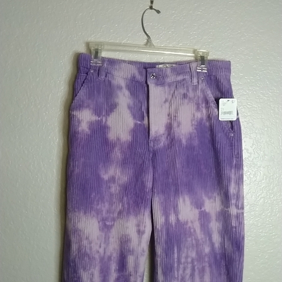 NWT Free People Corduroy Tie Dye Reese Pitched Straight Cord Pants Purple sz 27 - Picture 3 of 8